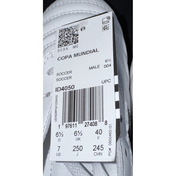Adidas Copa Mundial FG Mens Leather Soccer Cleats Size 7 White Black ID4050 main image 7